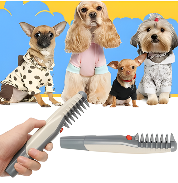 Pet Grooming Detangling Comb with Safe Trimming Blades for Cats & Dogs