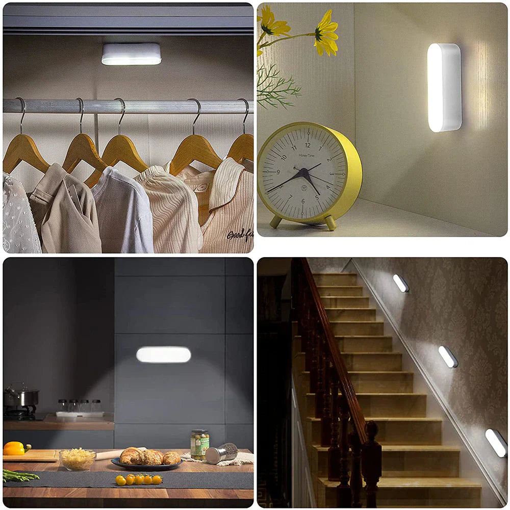 Motion Activated Wall Light USB Rechargeable LED Sensor Lamp for Hallways Stairs Closets Battery Powered Wireless Night Light Warm White