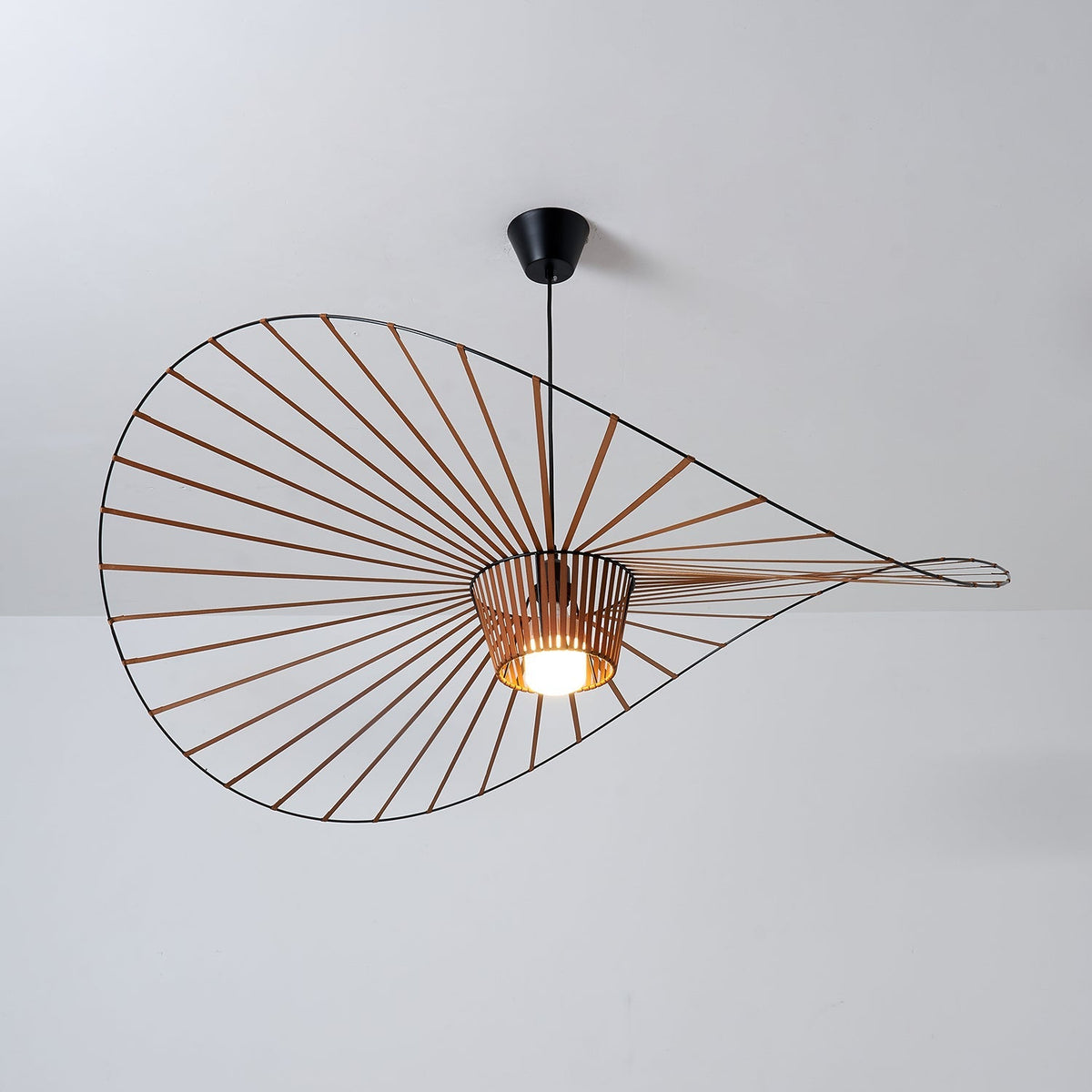 Oversized Woven Ceiling Fixture 47 in Black for Dining & Living Rooms Statement Lighting Above Tables Modern Handcrafted Fiber Shade