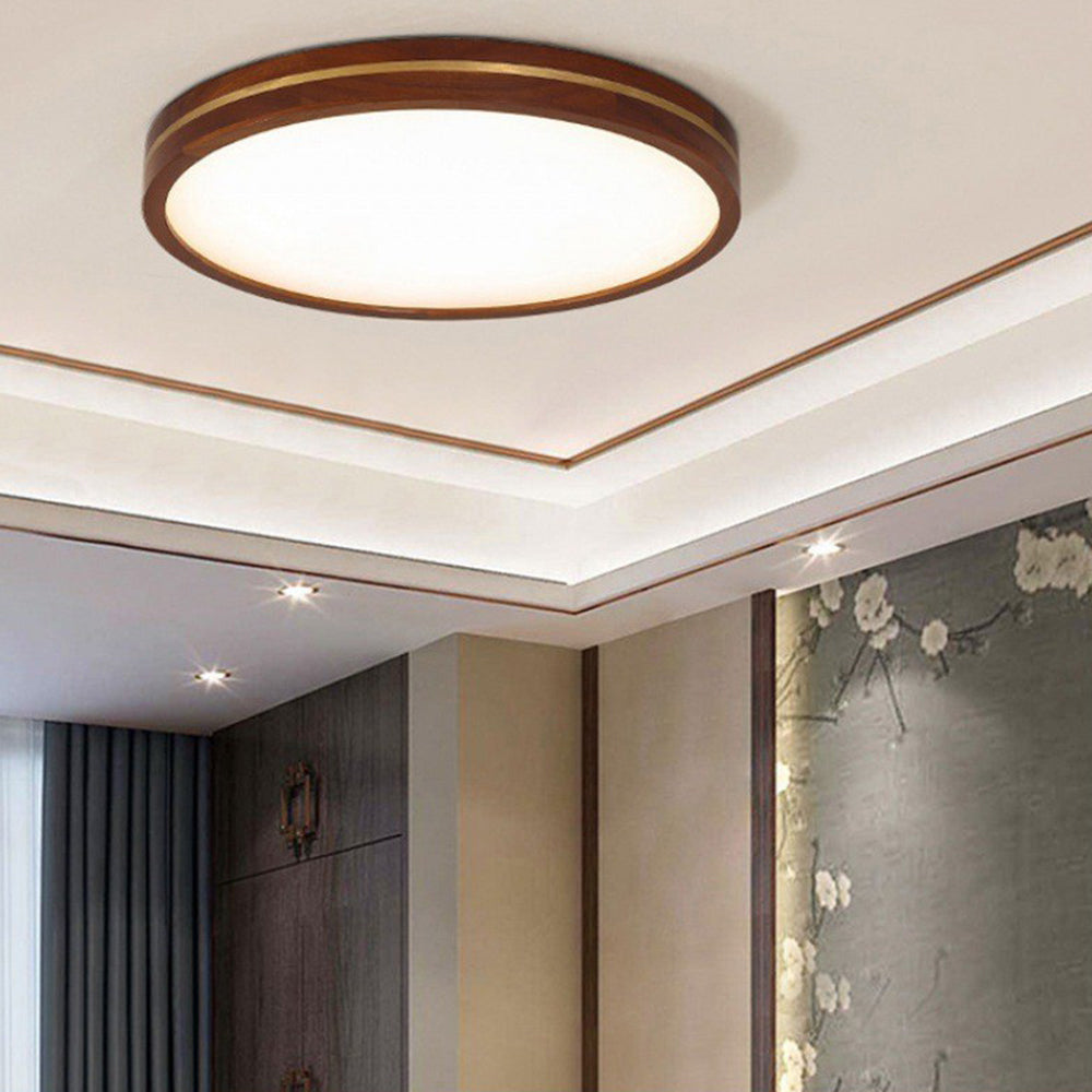 Wooden Aura | Dimmable Flush Mount Ceiling Light with Natural Wood Surround | Soft Illumination for Modern Interiors