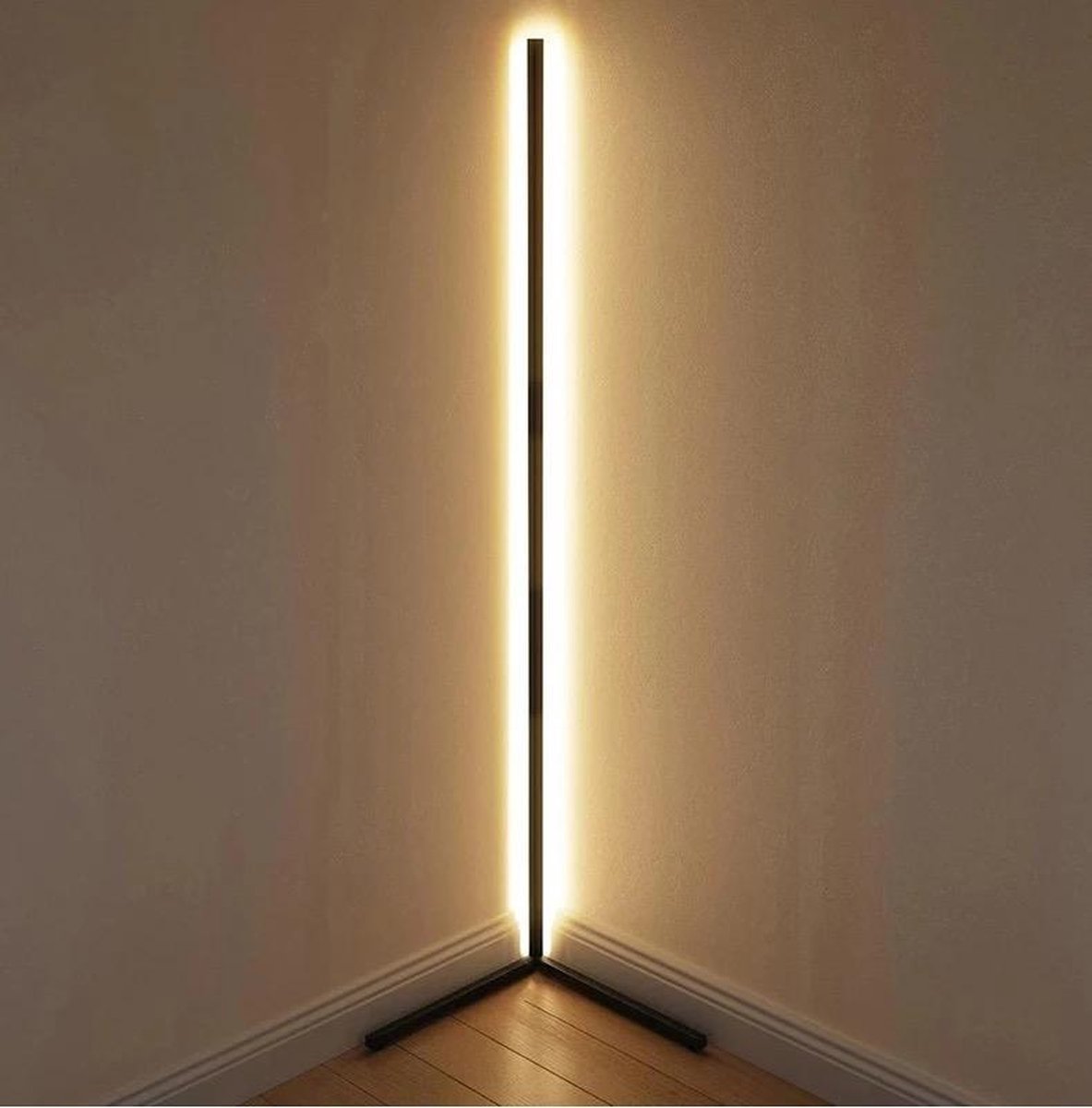 Wireless Remote LED Uplight with Adjustable Brightness for Bedroom, Living Room & Study Spaces | Modern Tall Pole Lamp in Black