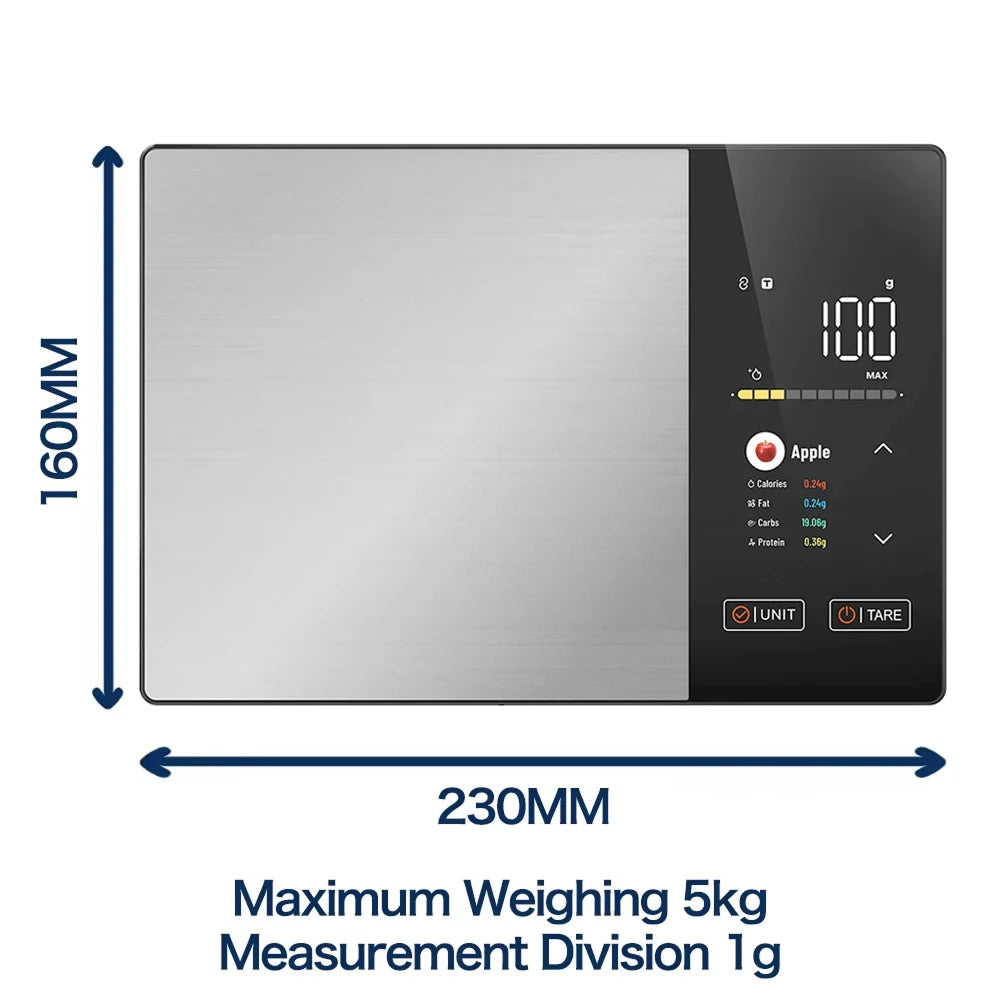 Digital Kitchen Nutrition Scale with Macro Tracking & Color Display for Meal Prep, Diet Planning & Cooking