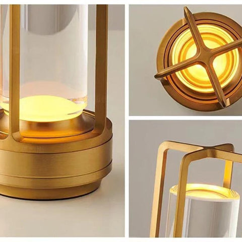 Casa Nordic | Crystal Lantern Table Lamp with Adjustable Brightness | Stylish Portable Lighting for Home & Outdoor