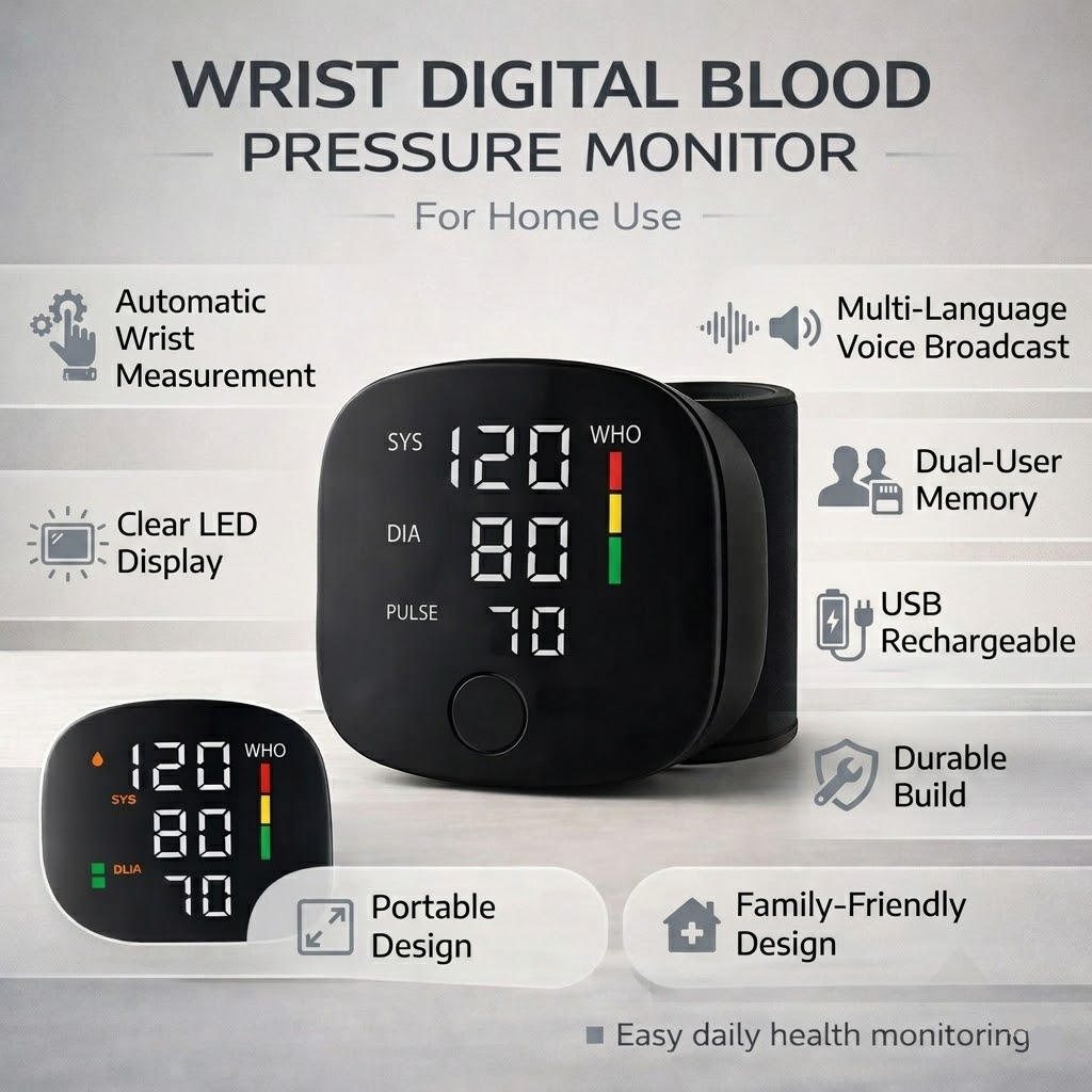 Automatic Digital Blood Pressure Monitor | Accurate USB Rechargeable Device for Home Health Tracking