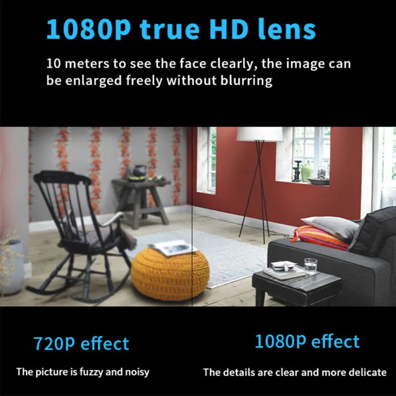 Ultra-Compact WiFi Security Camera 1080P HD Indoor Surveillance Wireless Motion Alerts Night Vision 140° Lens Home Office Nursery Monitor Sm
