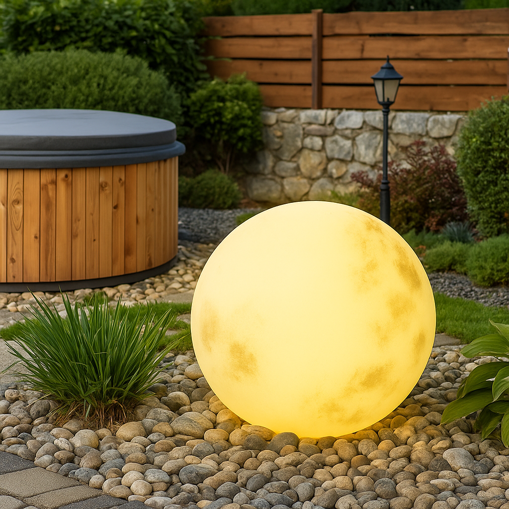 Solar Outdoor Moon Globe Light Sphere Garden Pathway Decoration Waterproof LED Resin Yard Patio Balcony Ambient Lighting