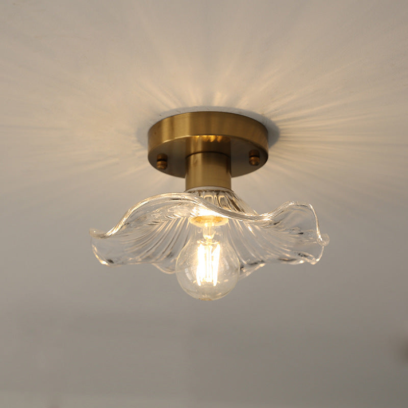 Flush Mount Ceiling Light Fixture – Flower Glass LED Lamp 23 in Diameter for Living Room Bedroom Kitchen | Modern Floral Design Overhead