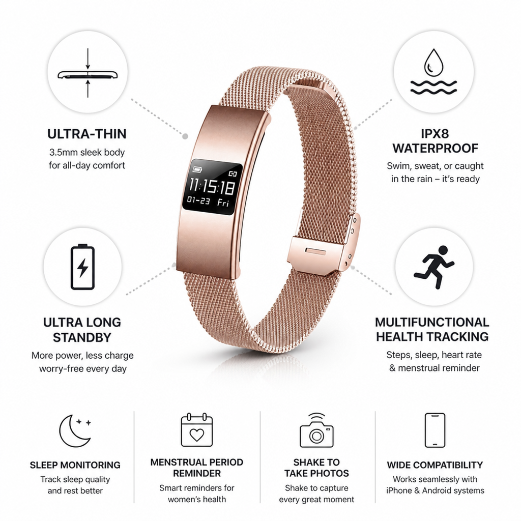 Ultra-Thin IPX8 Health-Tracking Smartwatch