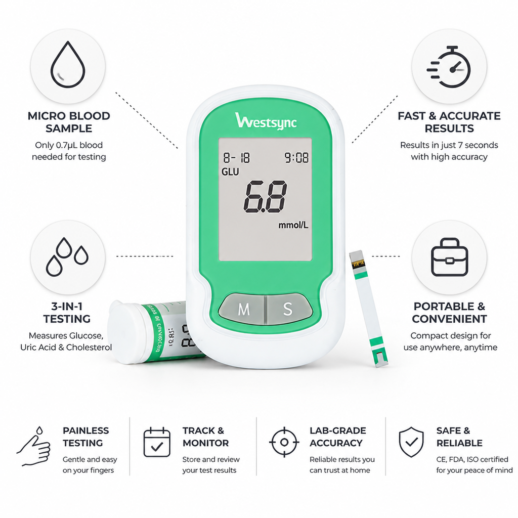 3-In-1 Home Blood Test Meter (7-Second Results)