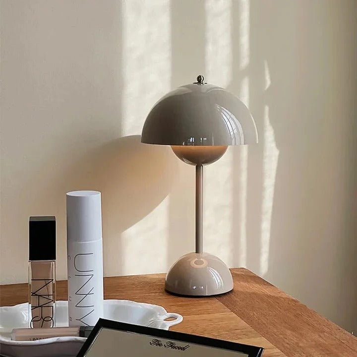 Rustic Wooden Mushroom Table Lamp