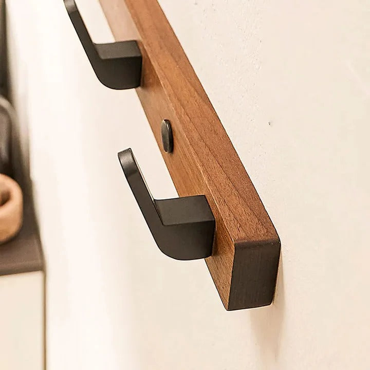 Rustic Wooden Wall Mounted Coat Rack
