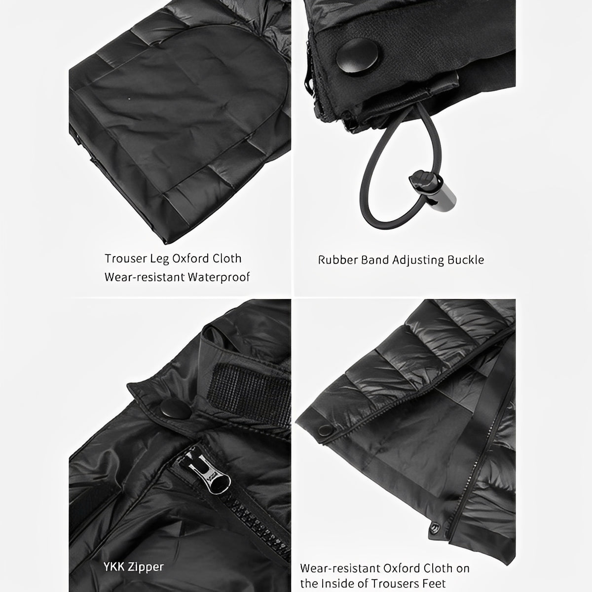 Warm Insulated Snow Pants with Zip for Winter Sports