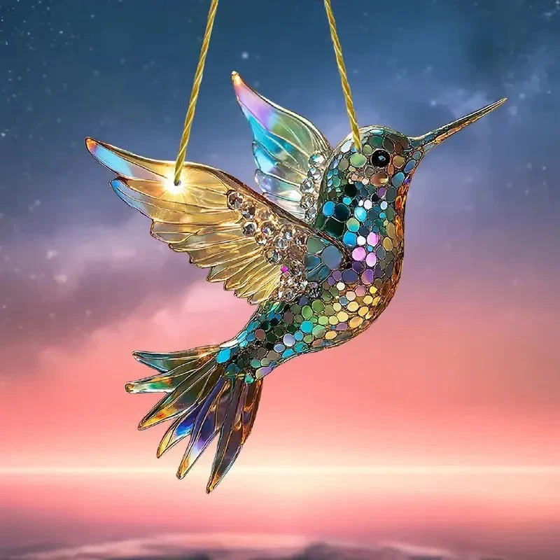Vibrant Glass Bird Window Decoration