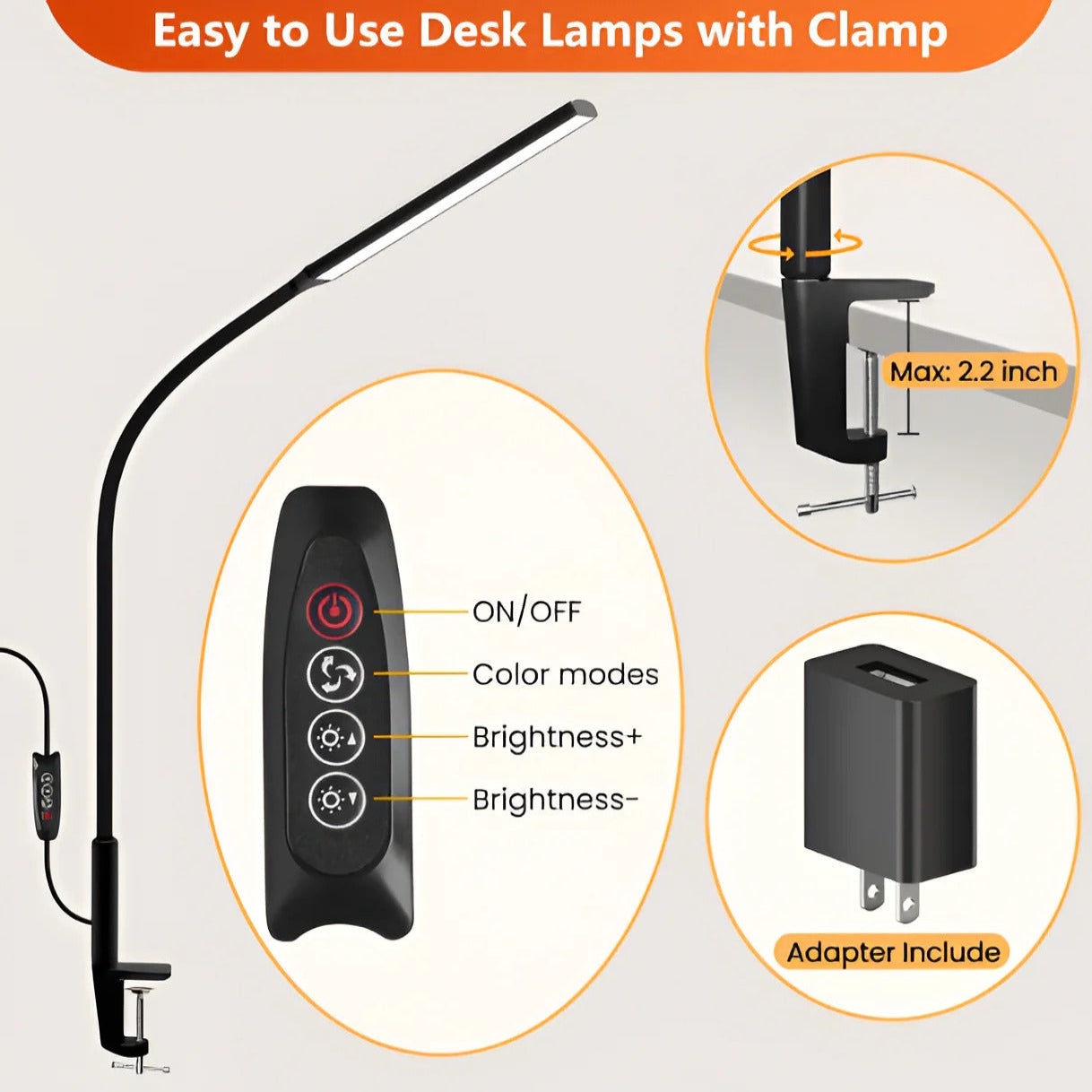 Adjustable Bright LED Table Lamp with Flexible Neck