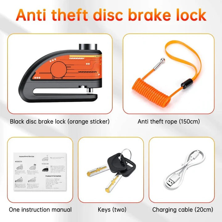 Anti-Theft Motorcycle Brake Lock with Alarm System