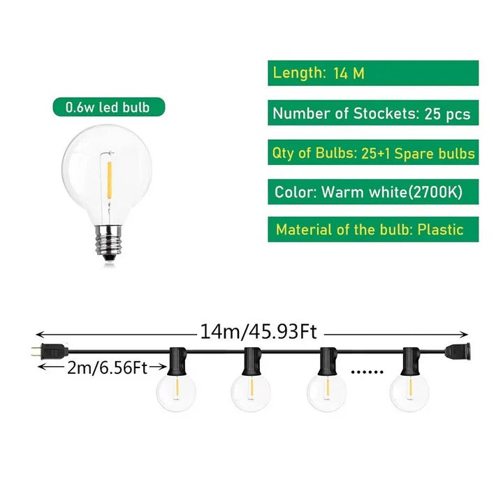 Colorful Solar Patio String Light Decoration