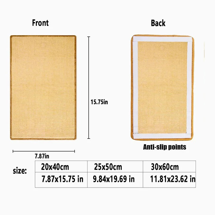 Durable Cat Scratcher Mat with Carpet Protector