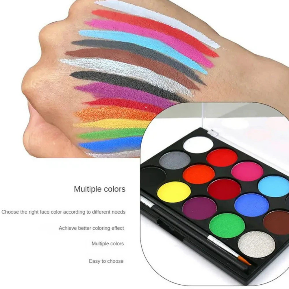 Creative Colors | Face and Body Paint Kit with 15 Vibrant Shades | Safe and Easy Application for All Ages