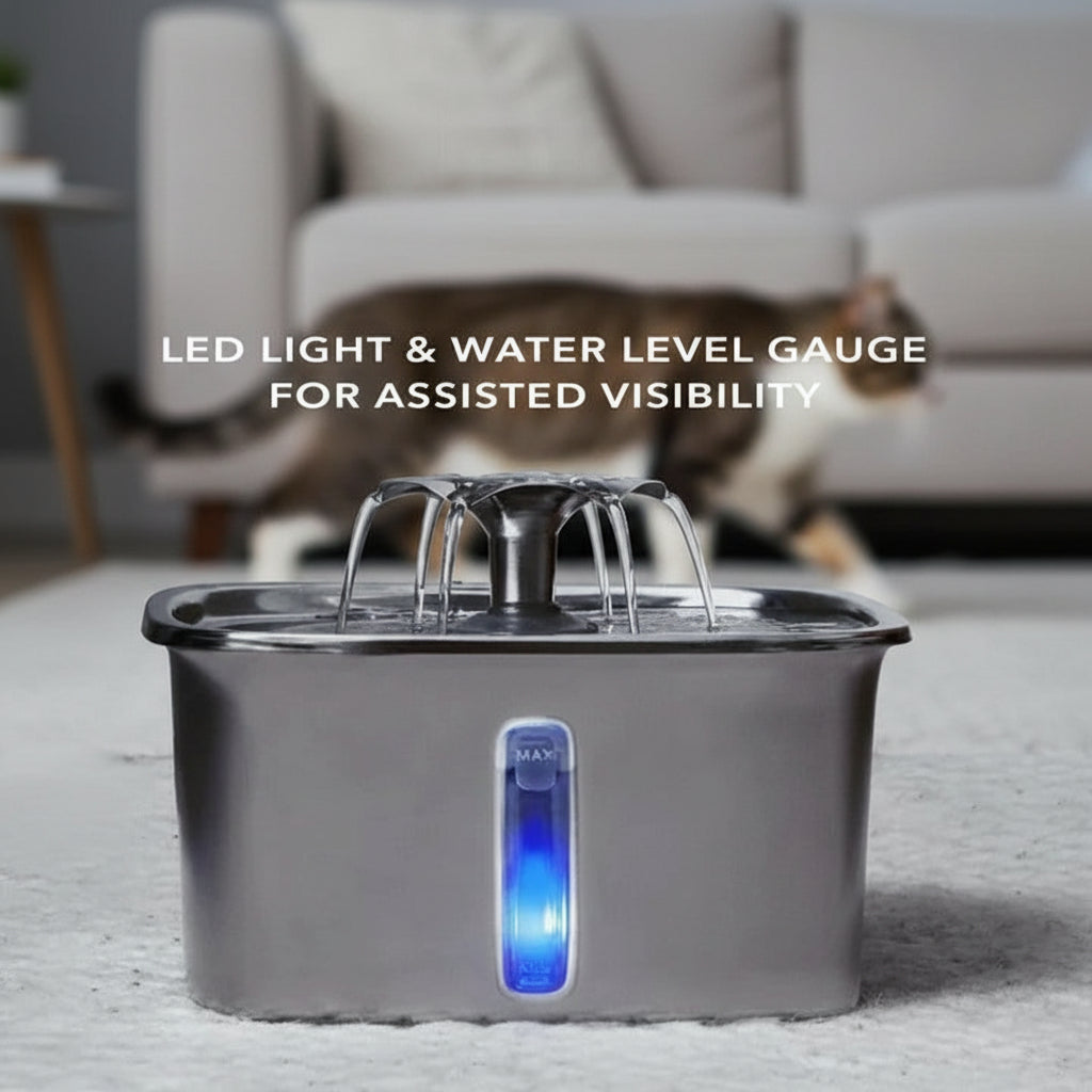Quiet Pet Water Fountain with Stainless Steel Bowl