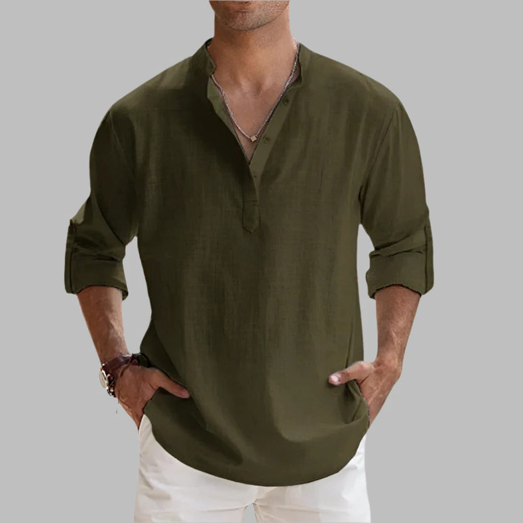 Breathable Mens Summer Linen Shirt