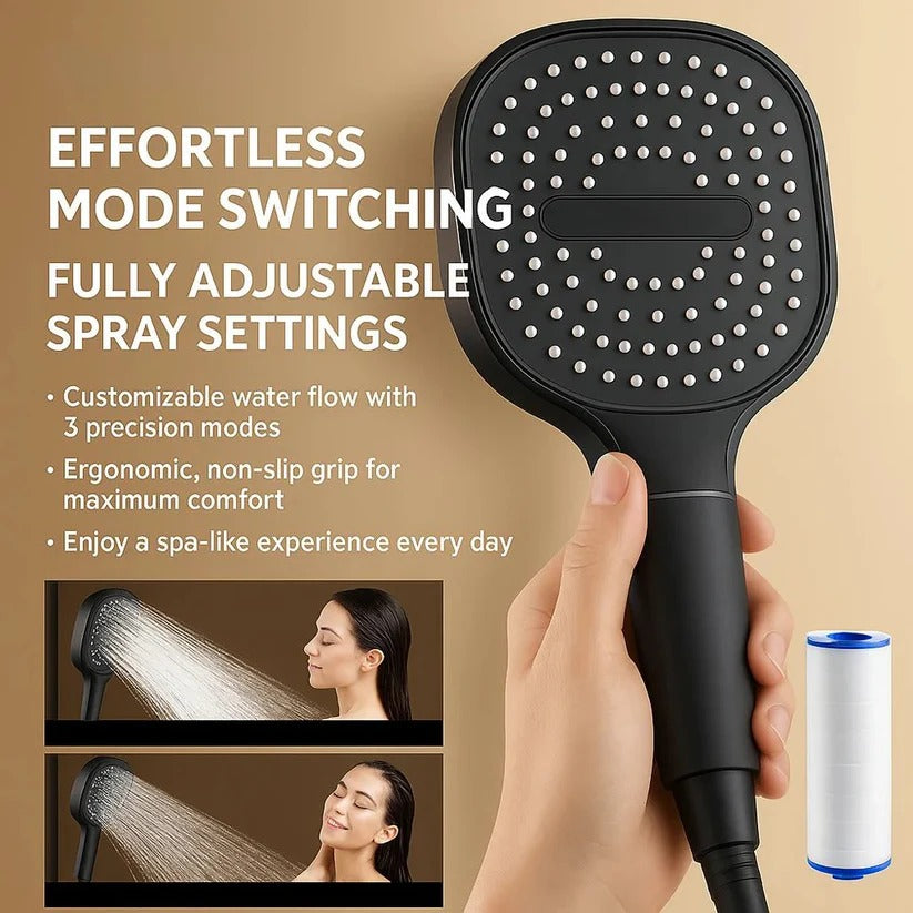 Purifying Shower Head with Multiple Spray Settings