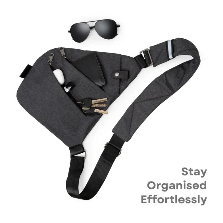 Waterproof Crossbody Sling Bag with Secure Zippers and Adjustable Strap