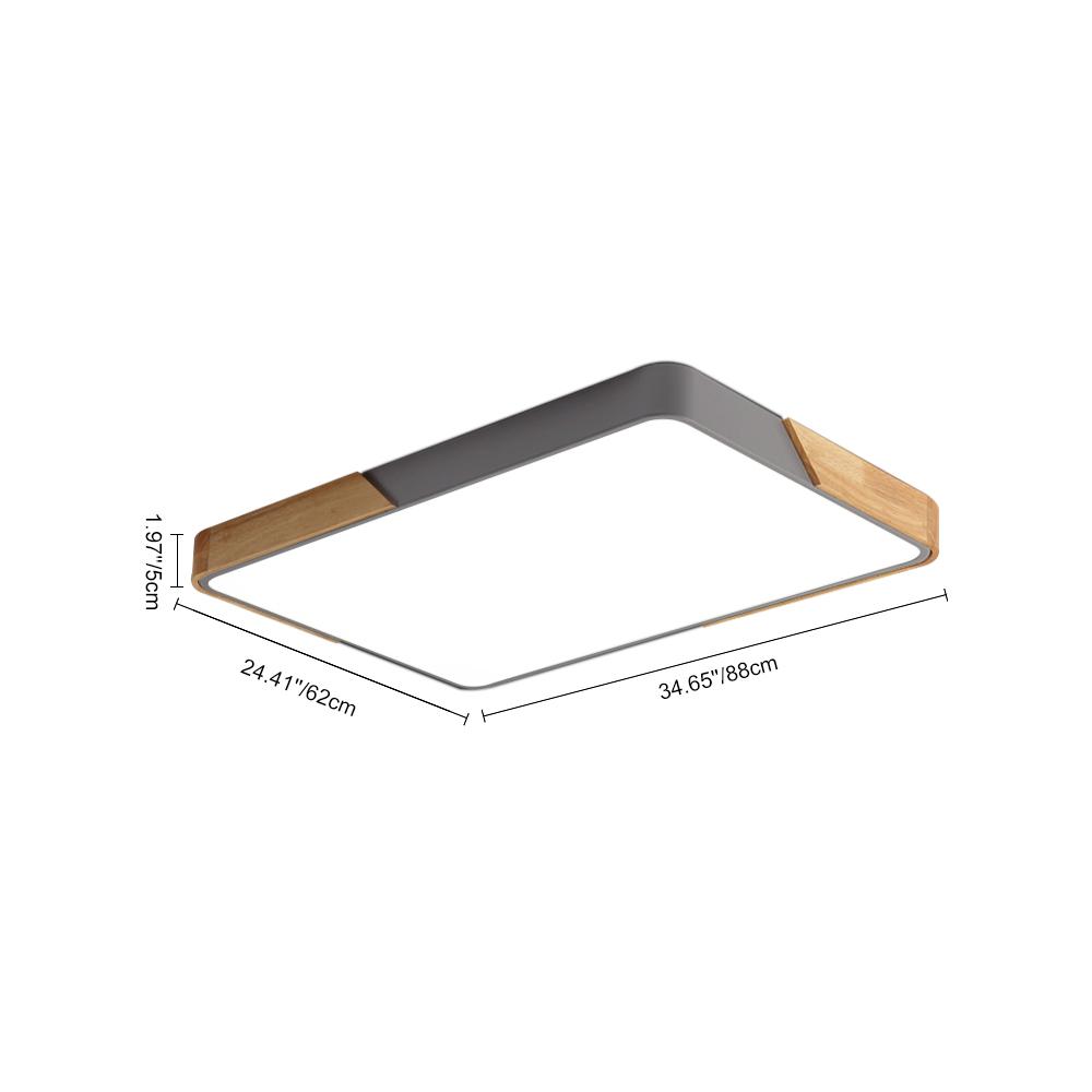 Flush-Mount LED Ceiling Light with Adjustable Brightness & Color Temperature – Modern Rectangular Fixture for Kitchen, Office, Bedroom &