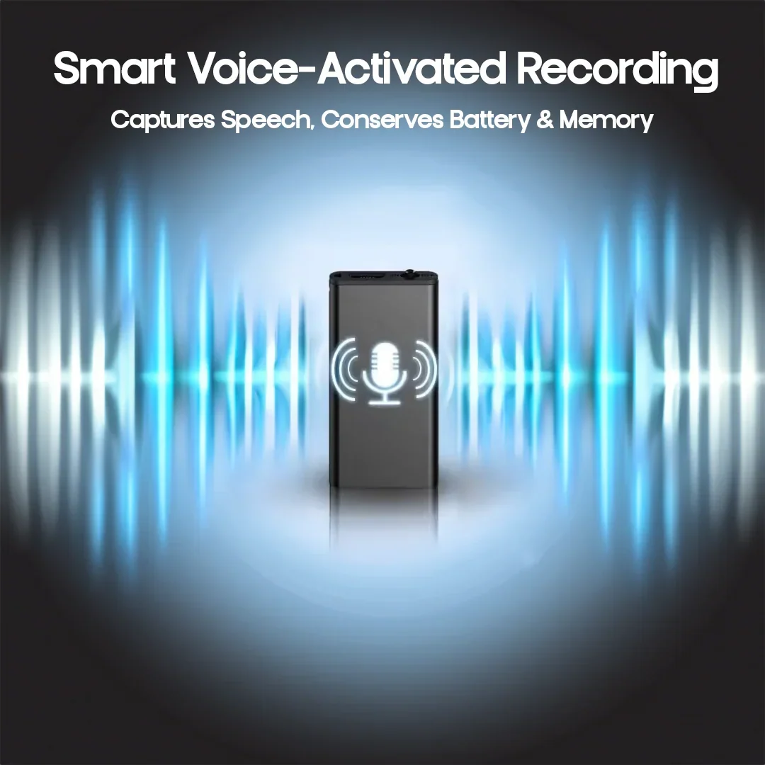 Voice-Activated Digital Audio Recorder – Ultra-Compact Pocket-Size Device with 16GB Memory, 50-Hour Battery & OTG Support for Interviews
