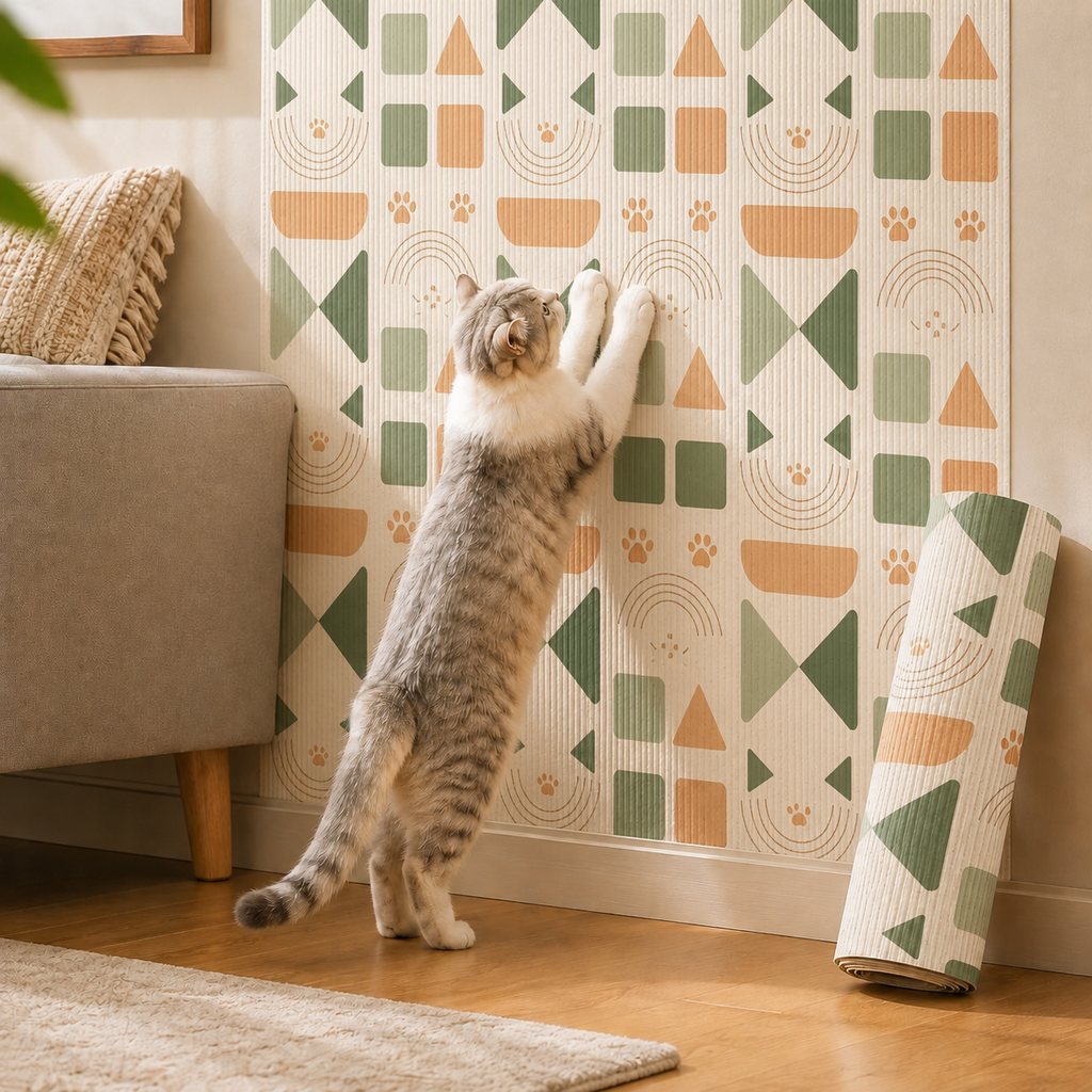 Ortekor Self-Adhesive Cat Scratch Mat for Wall & Furniture Protection – Cuttable Cat Scratching Pad for Sofa, Door, Bedside & Home Surfaces