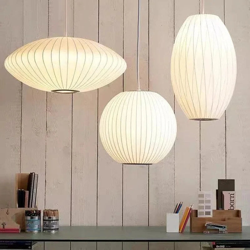 Handwoven Silk Sphere Suspension Fixture White for Dining Areas Living Rooms Bedrooms Ambient Overhead Lighting Touch Control Iron Frame Wov
