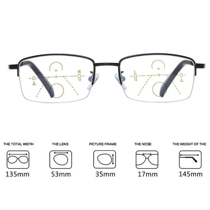 Progressive Titanium Reading Glasses for Distance & Close-Up Vision – Lightweight Bifocal Readers with Blue Light Filter for Men & Women