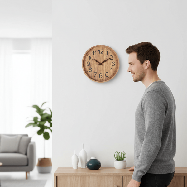 ECHO TIME – Modern Wooden Wall Clock with Silent Movement and Minimalist Natural Design for Elegant Home Decor