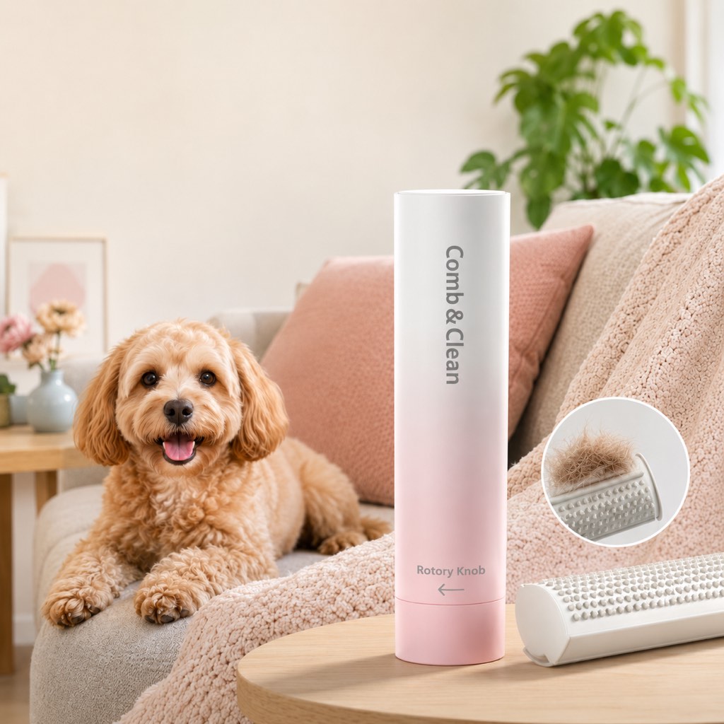 Ortekor Self-Cleaning Pet Grooming Comb for Dogs & Cats - Shedding & Hair Removal Brush