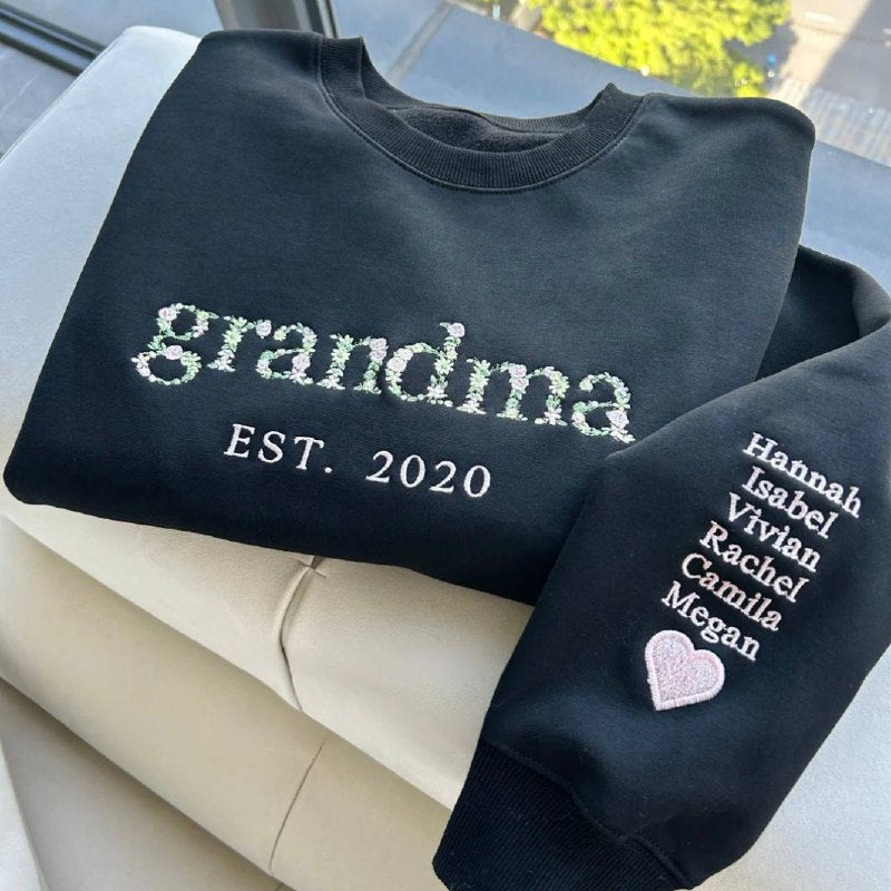 Customizable Mom Sweatshirt with Flower Pattern