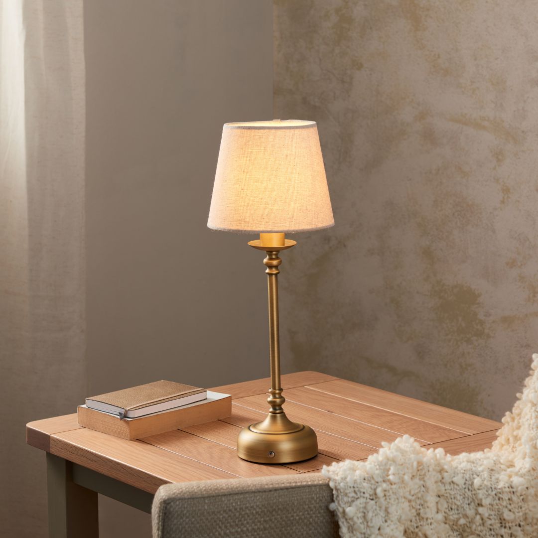 BrassLume | Portable LED Touch Table Lamp with 3-Stage Dimmer | Elegant Design for Versatile Lighting