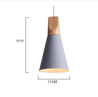 Conical Wood & Aluminum Pendant Light – Vintage Industrial Hanging Fixture for Dining Room, Kitchen & Living Room – E27 Socket, Adjustable