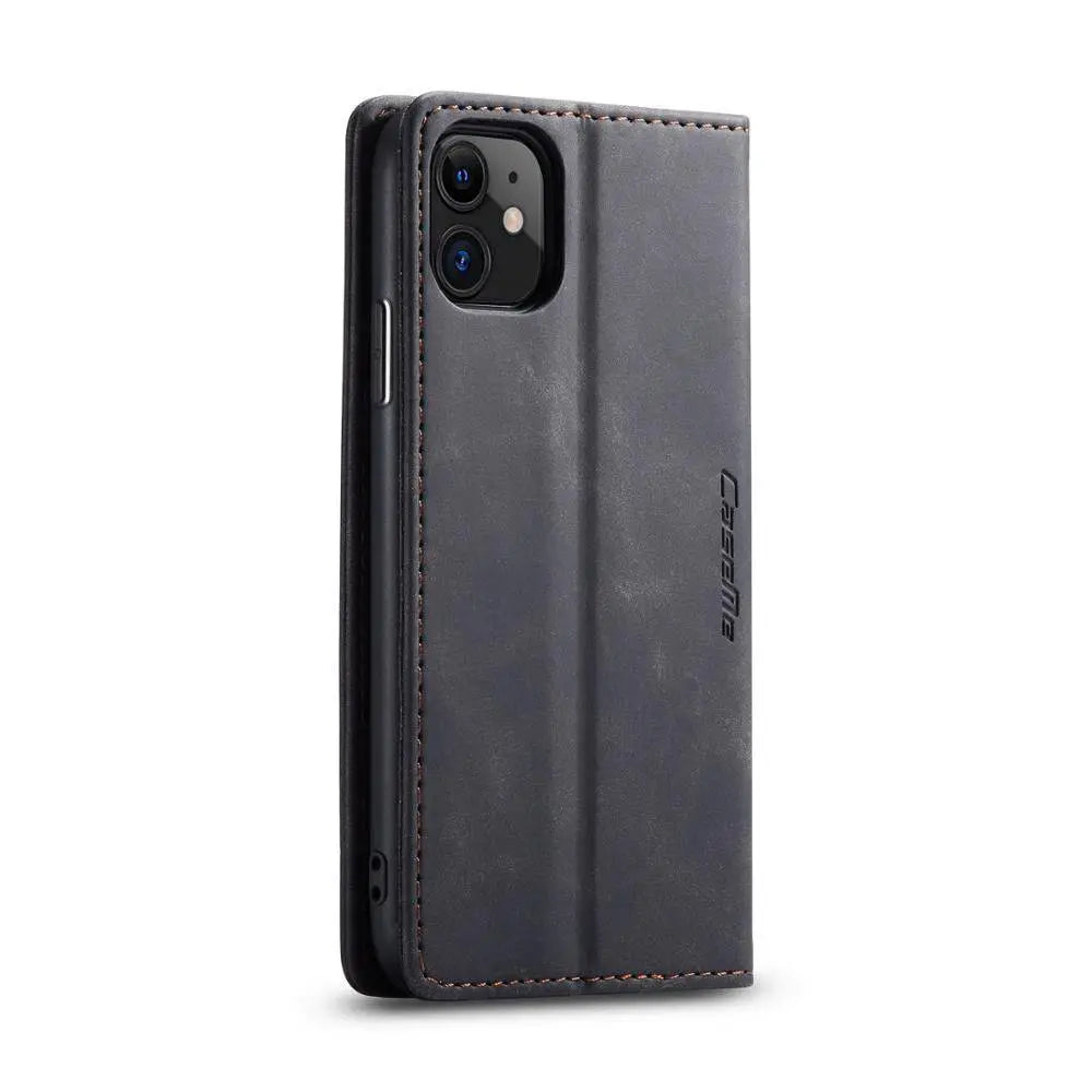 Folio Wallet iPhone Case – Leather-Finish Cover with Card Slots for iPhone 11, 11 Pro & Pro Max – Protective Edge Cover, Camera Cutout &