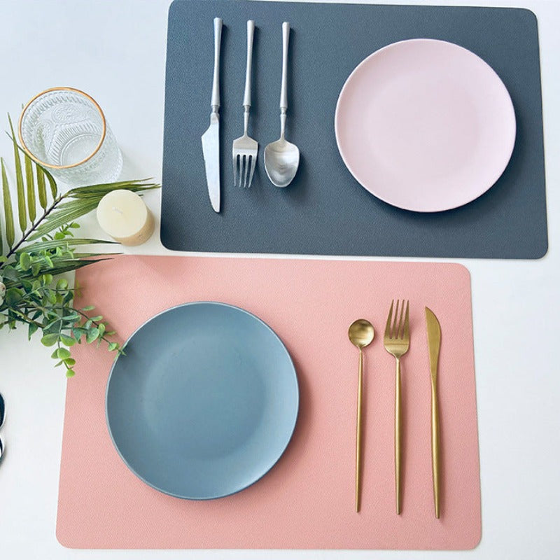 Stylish Rectangle PU Leather Placemats with Non-Slip Bottoms | Waterproof & Heat Resistant for Table Protection