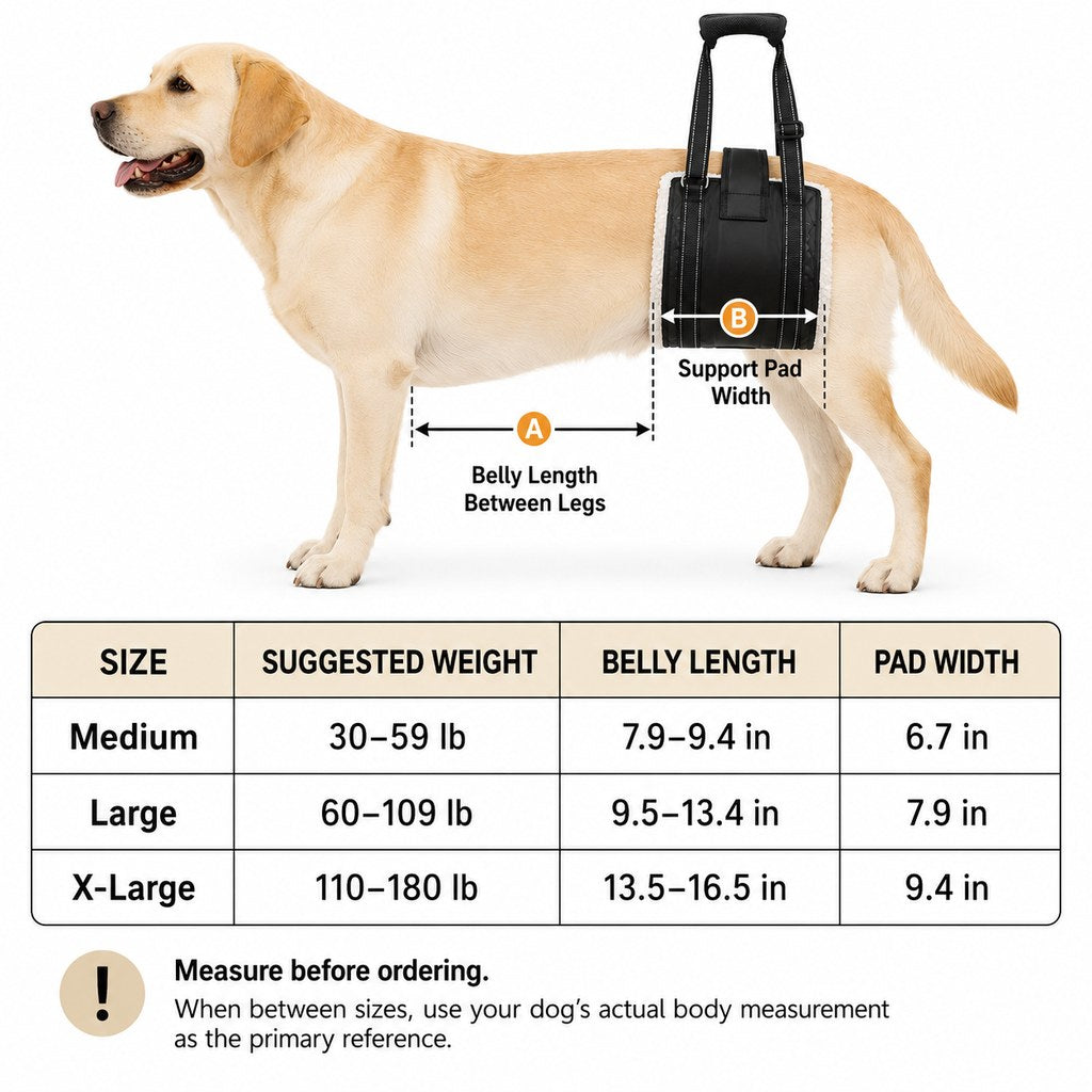 Ortekor Rear Support Dog Lift Sling for Senior Dogs - Soft Adjustable Hind-Leg Assistance for Stairs, Cars & Potty Breaks