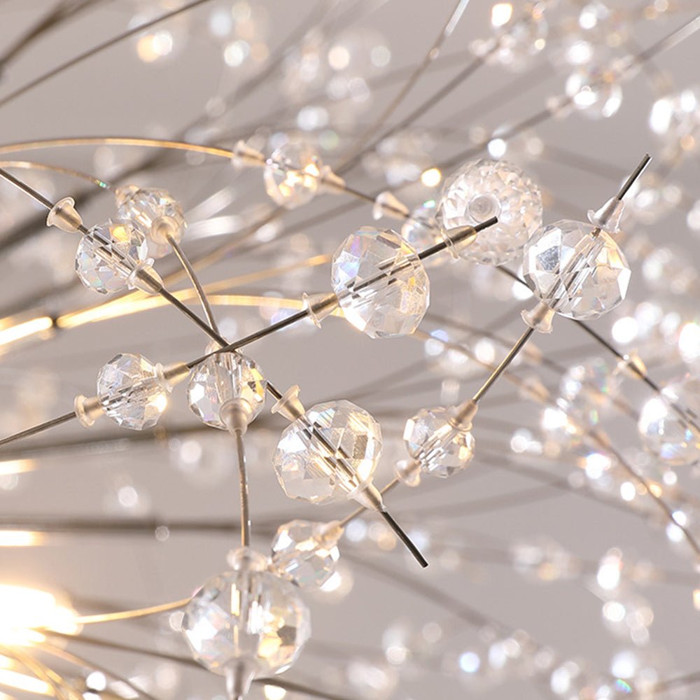39-Inch Starburst Pendant Fixture 20-Light Acrylic Crystal Metal Frame Dining Room Entryway Brass Chrome Adjustable Chain Ceiling Light G9 L