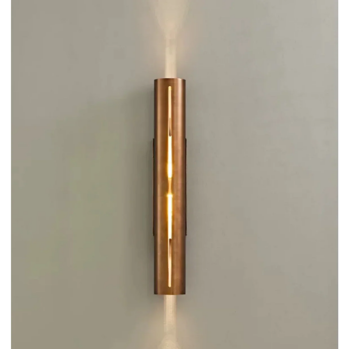 Copper Sconce Bronze Finish 14 in Vertical Slit Warm White Up Down Lighting for Hallways Bedrooms Contemporary Modern Indoor Metal Fixture