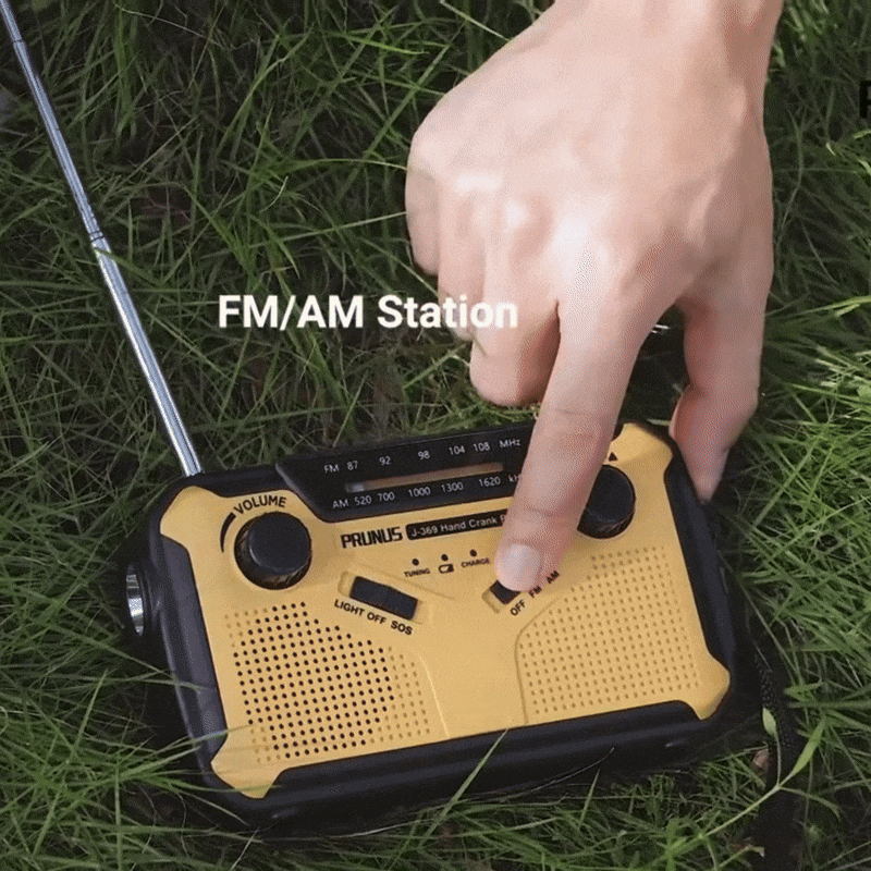 Portable AM FM Radio, Emergency Radio with Solar Panel, Hand Crank Radio with Solar Power Bank and LED Flashlight