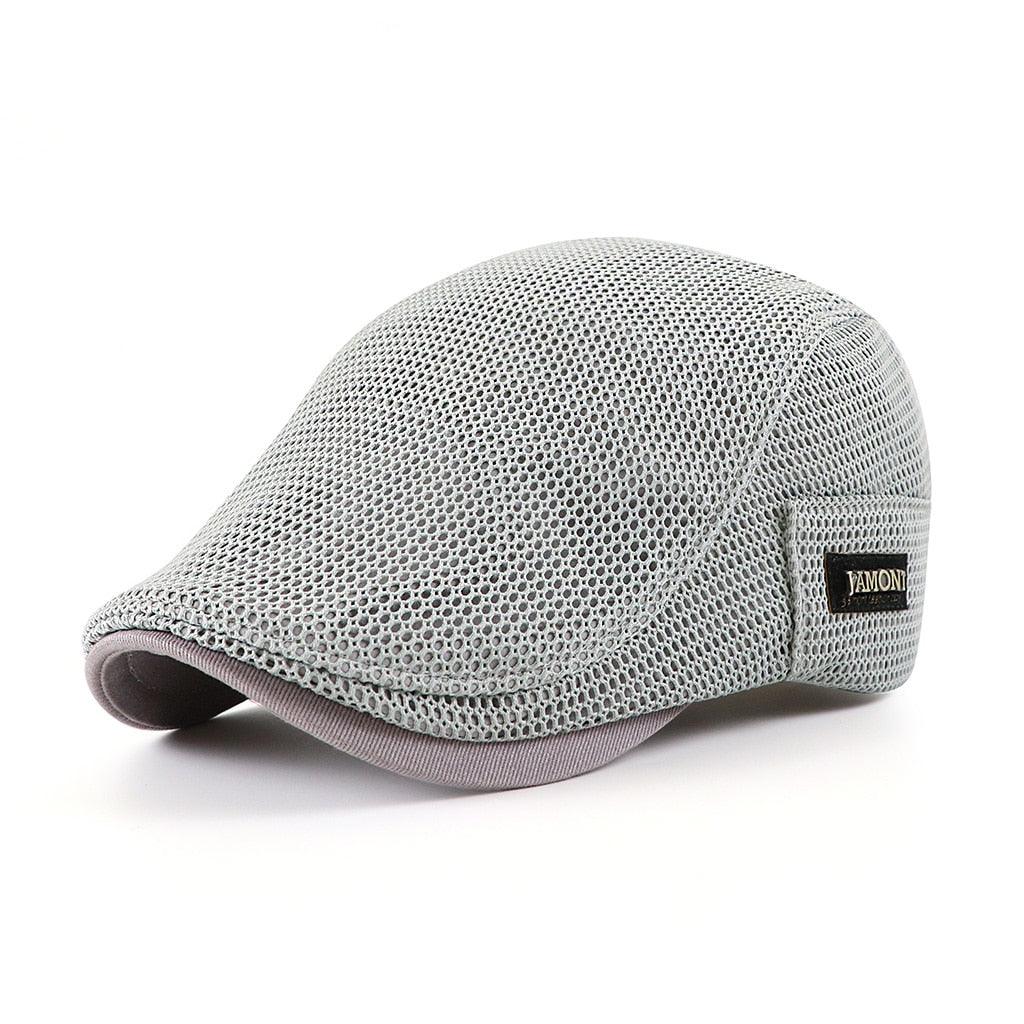Men's Lightweight Mesh Flat Cap Summer Ivy Hat Adjustable Newsboy Cap for Golf Driving Casual Wear Ventilated