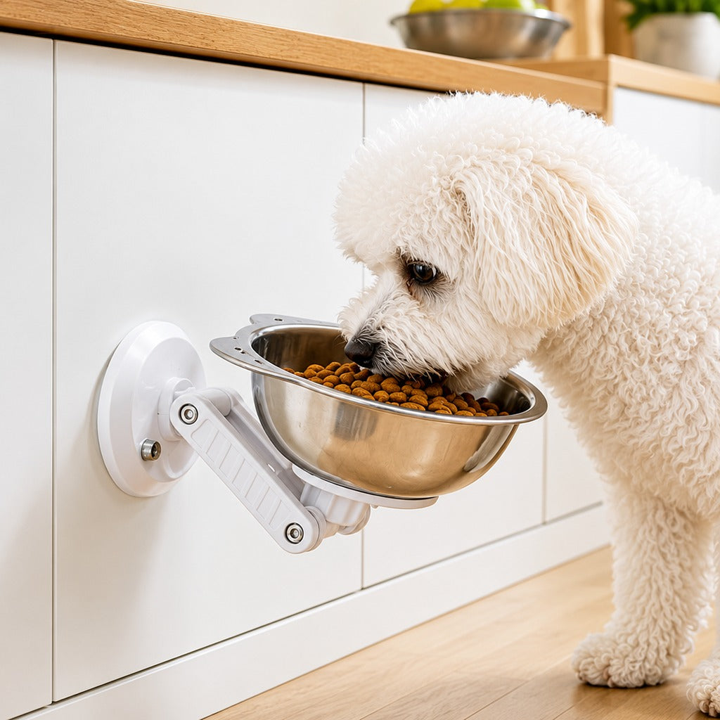 Ortekor No-Drill Wall-Mounted Pet Bowl for Small Dogs & Cats - Elevated Feeding for Cleaner Floors