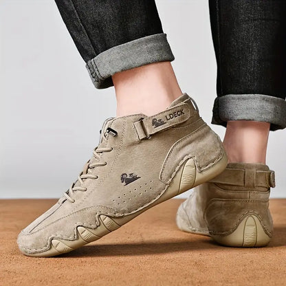 Men's Waterproof High-Top Sneakers with Elastic Slip-On Design - Durable Rubber Sole Boots for Street Style & All-Weather Wear
