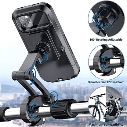 Waterproof Bike Phone Mount with Wireless Charging & 5000mAh Power Bank for E-Bikes & Motorcycles
