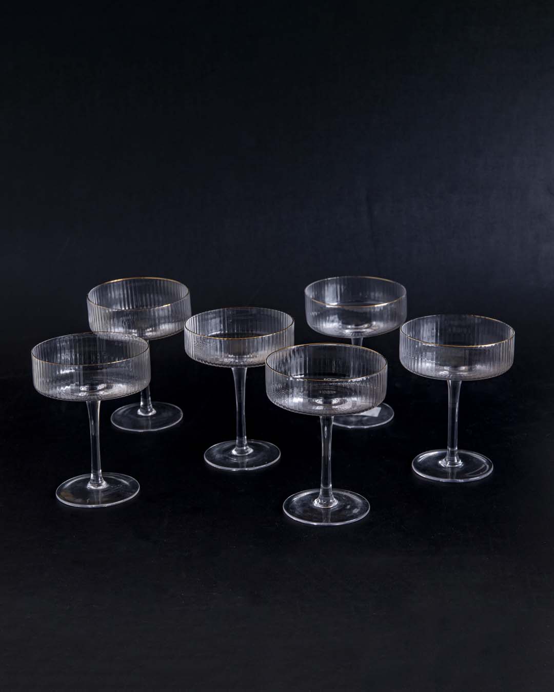 Textured Stemmed Dessert Coupe 4.3 Inches Tall Clear Glass Multi-Purpose Serving Cup for Appetizers Ice Cream Mousse Cocktails Martinis Ente