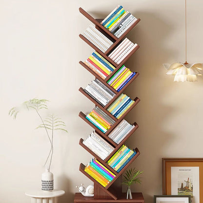 Multi-Tier Wooden Storage Rack 39 in Walnut Finish Open Shelving for Home Office Study Living Room Decorative Display