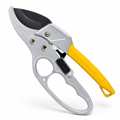 Ratchet Pruning Shears with SK5 Steel Blade & Non-Slip Ergonomic Handle for Garden Pruning