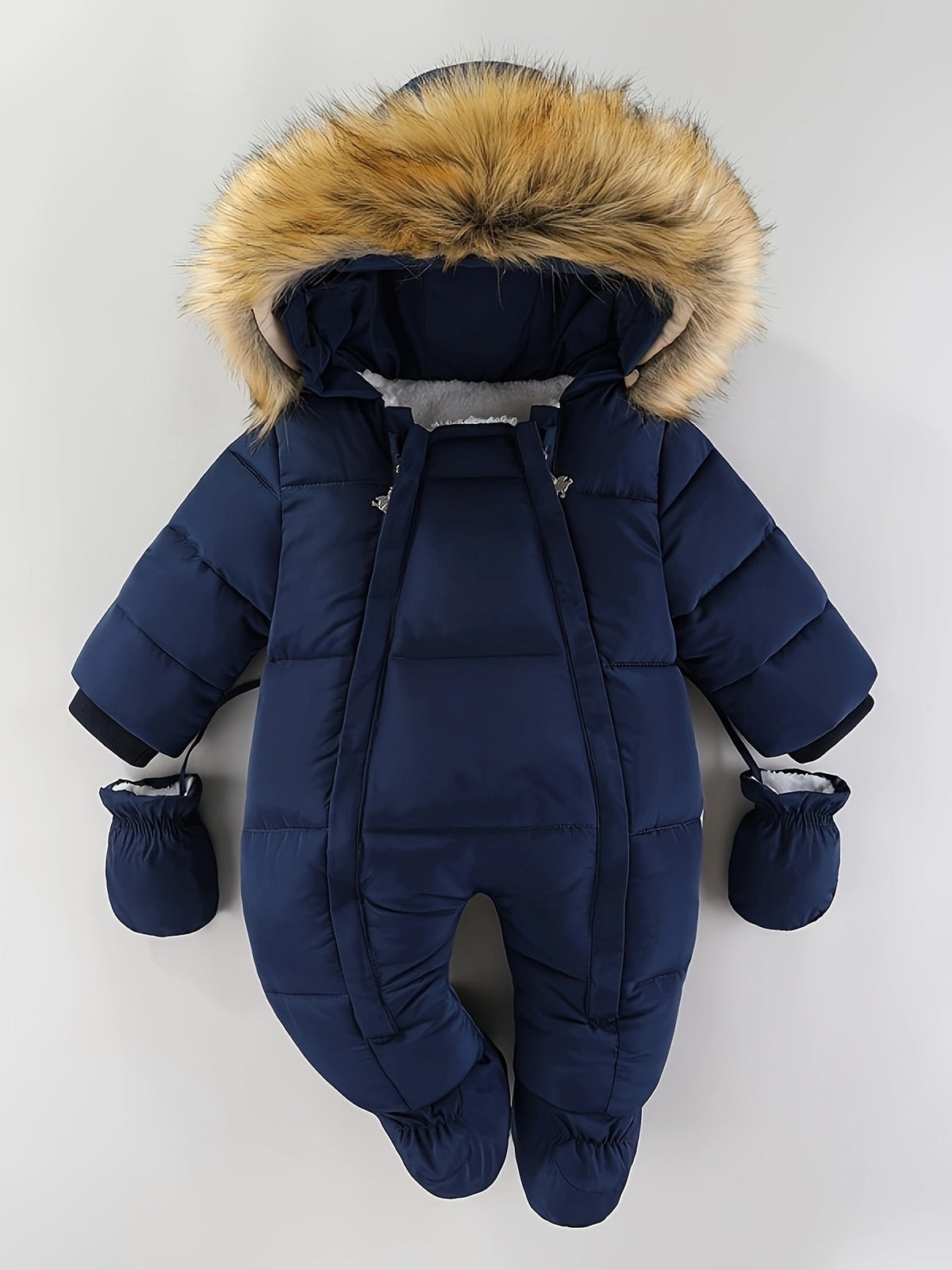 Hooded Infant Snowsuit with Quilted Insulation and Faux Fur Trim for Cold Weather Outdoor Adventures Baby Winter Bunting